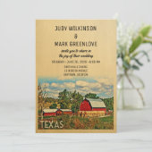 Texas Wedding Farm Barn Rustic Einladung (Stehend Vorderseite)