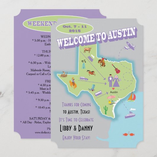 Texas Wedding Libby Einladung (Vorne/Hinten)