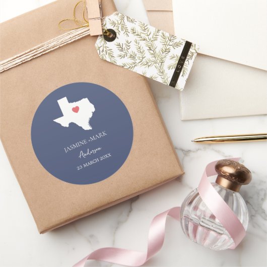 Texas Wedding Party Custom Runder Aufkleber (Schenken)