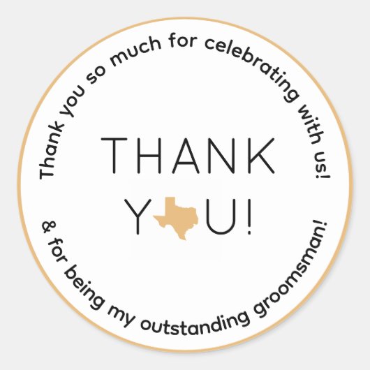 Texas Wedding Party Trauzeuge Geschenk Runder Aufkleber (Vorderseite)