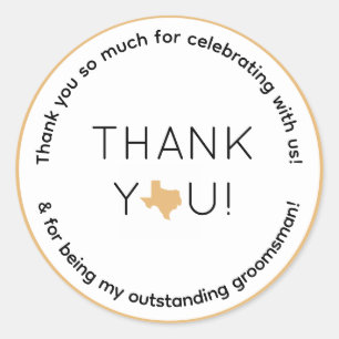 Texas Wedding Party Trauzeuge Geschenk Runder Aufkleber