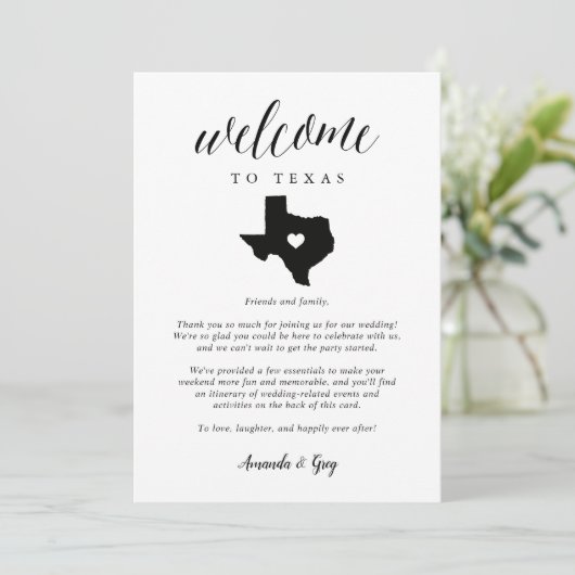 Texas Wedding Welcome Letter & Itinerary (Stehend Vorderseite)