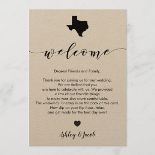 Texas Wedding Welcome Letter & Itinerary Card Programm