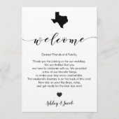 Texas Wedding Welcome Letter & Itinerary Card Programm (Vorderseite)