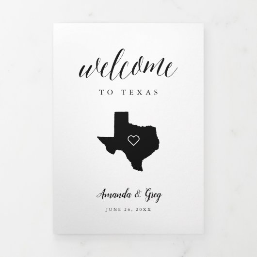 Texas Wedding Welcome Letter & Itinerary Dreifach-gefaltete Programmkarte (Cover)