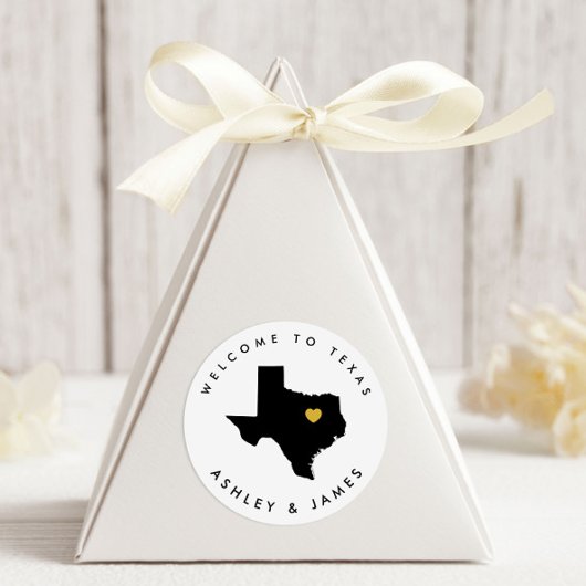 Texas Wedding Welcome Sticker für Leckerei Box Bag