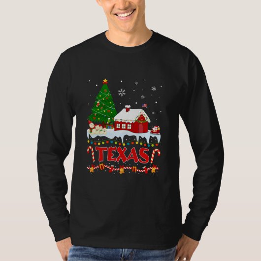 Texas Weihnachtsbaum Light Pajama Staat von Texas T-Shirt (Vorderseite)
