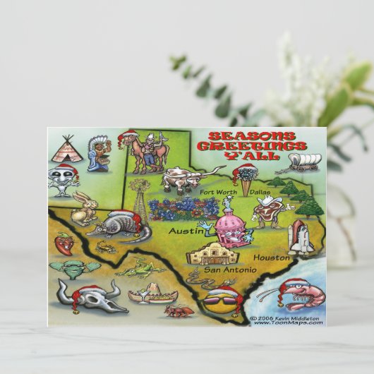 TEXAS Weihnachtskarte Feiertagskarte (Stehend Vorderseite)