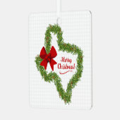 Texas Weihnachtskranz mit Red Bow Foto Ornament Aus Metall (Vorderseite links)