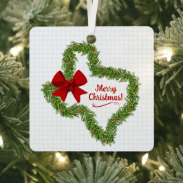 Texas Weihnachtskranz mit Red Bow Foto Ornament Aus Metall