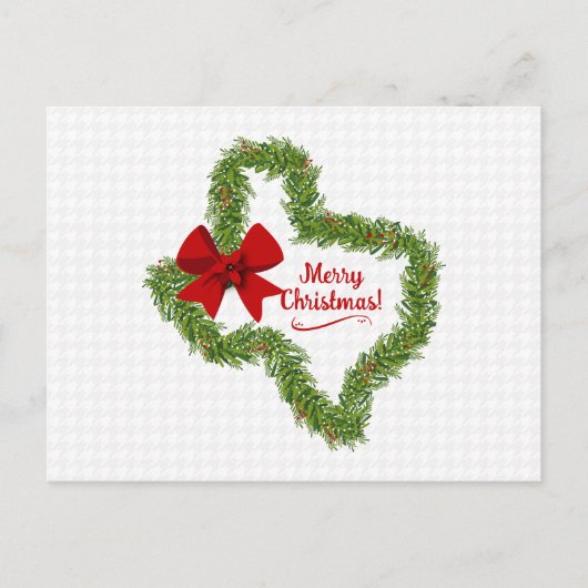 Texas Weihnachtskranz mit Red Bow Postkarte (Vorderseite)