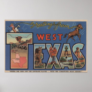 Texas (Western)Large Letter Scenes Poster