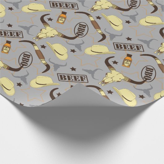 Texas Western Ranch GRILLEN Hot Sauce und Longhorn Geschenkpapier (Ecke)