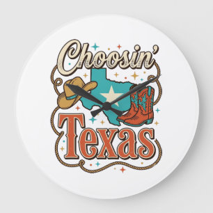 Texas Western Vintage-Cowgirl-Grafik-T-Shirt Desi Große Wanduhr
