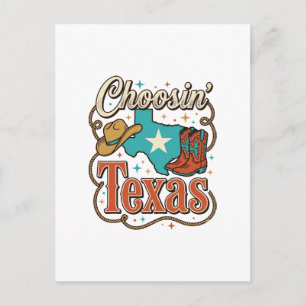 Texas Western Vintage-Cowgirl-Grafik-T-Shirt Desi Postkarte