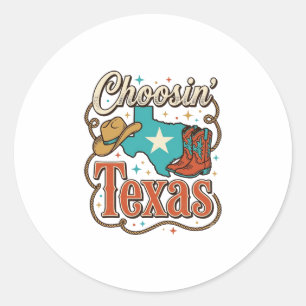 Texas Western Vintage Cowgirl Grafik T-Shirt Desi Runder Aufkleber