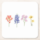 Texas Wild Blume - Indian Paintbrush, Bluebonnet Rechteckiger Pappuntersetzer (Vorderseite)