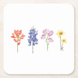 Texas Wild Blume - Indian Paintbrush, Bluebonnet Rechteckiger Pappuntersetzer