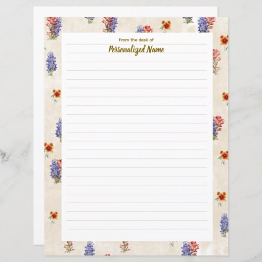 Texas-Wildblume-Papierblatt (Vorne/Hinten)