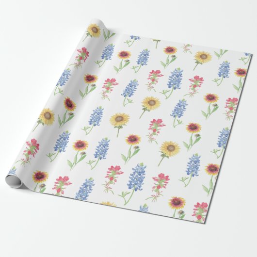 Texas Wildblume Pattern Geschenkpapier (Ungerollt)