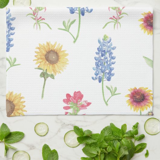 Texas Wildblume Pattern Geschirrtuch (Gefaltet)