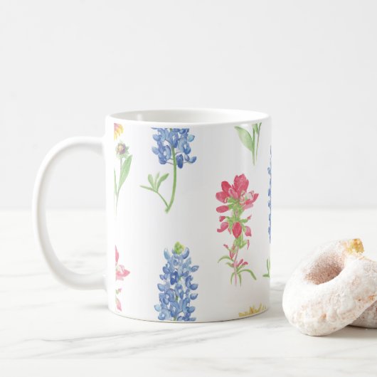 Texas Wildblume Pattern Kaffeetasse (Mit Donut)