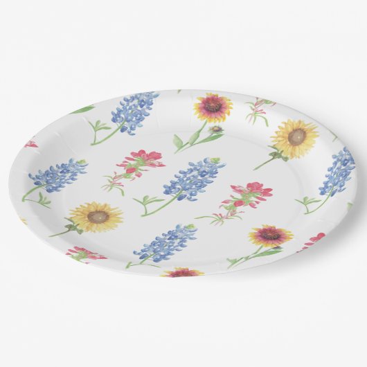 Texas Wildblume Pattern Pappteller (Schrägansicht)