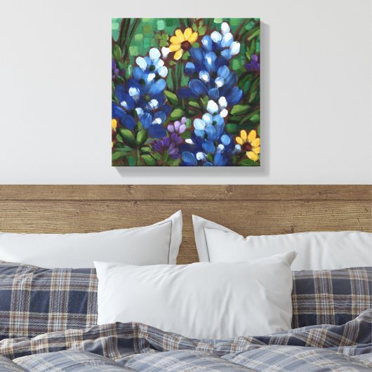 "Texas Wildblumen - Bluebonnets", Leinwand (Insitu (Schlafzimmer))