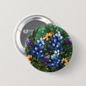 "Texas-Wildblumen - Bluebonnets-" runder Knopf Button (Vorne & Hinten)