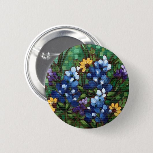 "Texas-Wildblumen - Bluebonnets-" runder Knopf Button (Vorne & Hinten)