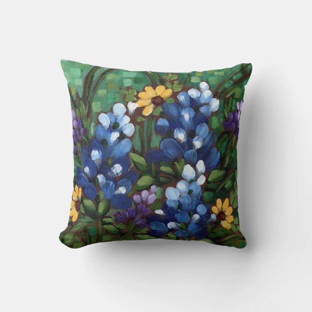 "Texas-Wildblumen - Bluebonnets" Throw-Kissen Kissen (Vorderseite)