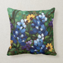 "Texas-Wildblumen - Bluebonnets" Throw-Kissen
