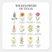 Texas-Wildblumen im Wasserfarbenstil Quadratischer Aufkleber (Vorderseite)