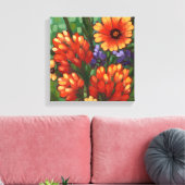 "Texas Wildblumen-Indian Paintbrush" Canvas Print Leinwanddruck (Insitu (Wohnzimmer))