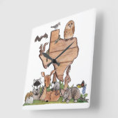 Texas Wildlife Quadratische Wanduhr (Winkel)