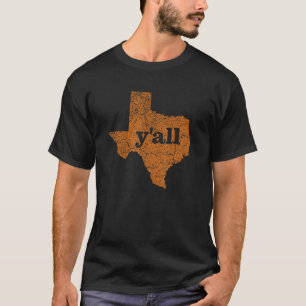 Texas Women Men Yall Texas Staat Karte Vintag Y'al T-Shirt