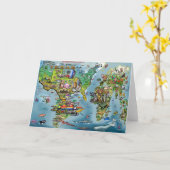 Texas World Map Card Karte (Gelbe Blume)