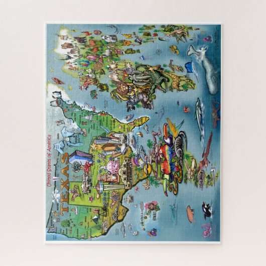 Texas World Map Jigsaw Puzzle (Vertikal)