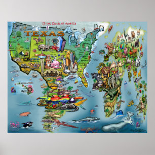 Texas World Map Poster