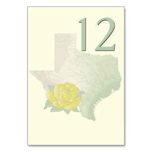 Texas Yellow Rose Wedding Tischnummer Card