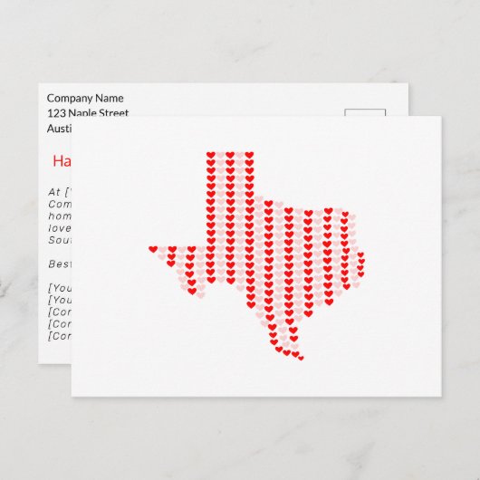 Texas zu Valentine's Day Realtor Marketing Postcar Postkarte (Vorne/Hinten)