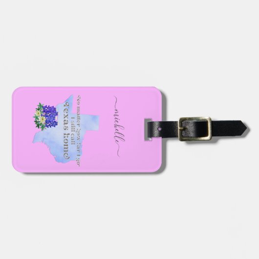 Texas Zuhause - Benutzerdefinierter Text und Farbe Gepäckanhänger (Vorderseite horizontal)
