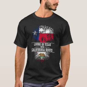 Texas Zuhause California Roots Staat Tree Flag Shi T-Shirt
