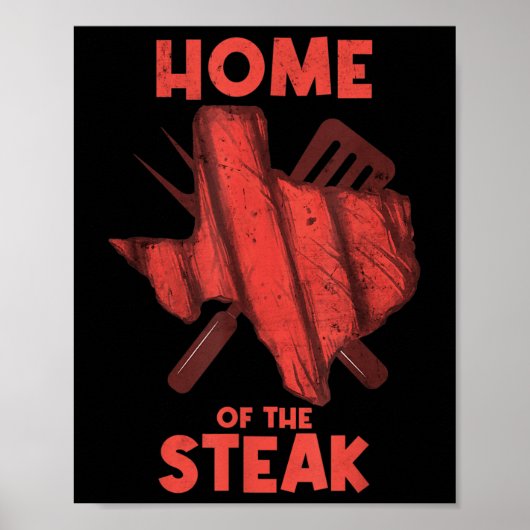 Texas - Zuhause des Steak Barbecue Grill Funn Poster (Vorne)