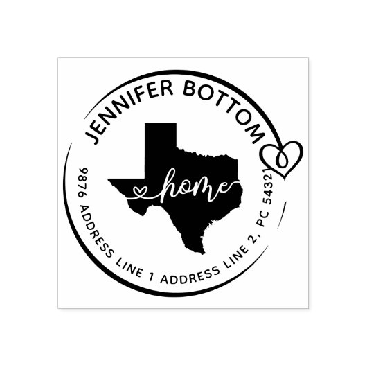 Texas Zuhause Map Logo Gummistempel (Prägung)