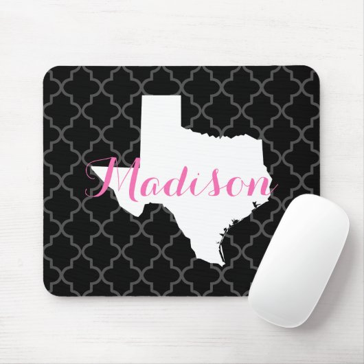 Texas Zuhause Staat Quatrefolie Custom Monogram Mousepad (Mit Mouse)