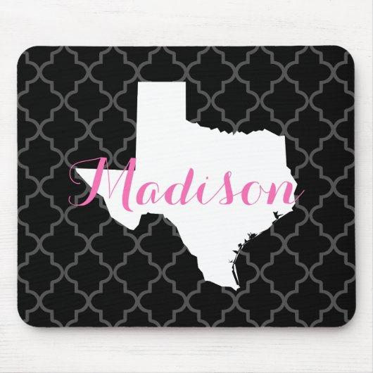 Texas Zuhause Staat Quatrefolie Custom Monogram Mousepad (Vorne)
