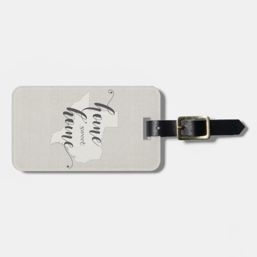 Texas - Zuhause Sweet Zuhause Burlap-Look Gepäckanhänger (Vorderseite horizontal)