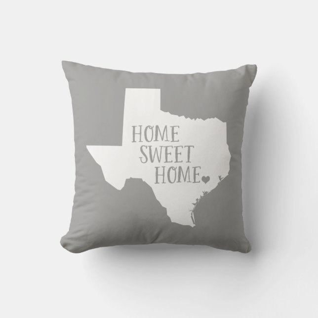 Texas Zuhause Sweet Zuhause Staat Throw Kissen (Vorderseite)