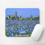 TexasBluebonnets u. -kaktus am Bauernhof Mousepad (Mit Mouse)